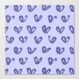 Very Peri 2022 Color Of The Year Violet Blue Periwinkle Hearts Love Pattern Canvas Print