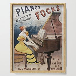 Pianos Focke Medaille D'Or Paris 1889 - Lady in Yellow Dress Playing Piano Serving Tray