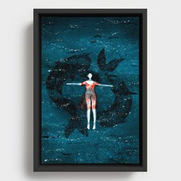 Pisces. Deep ocean. Framed Canvas