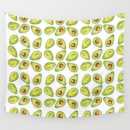 Watercolor Painting Green Avocado Pattern Wall Tapestry