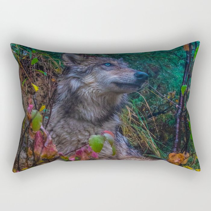 Wolf Pup in the Forest Rectangular Pillow