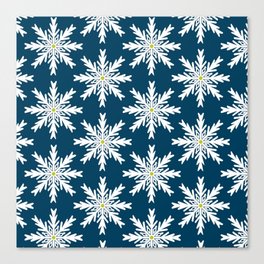 Christmas Snowflakes Blue and Green Canvas Print