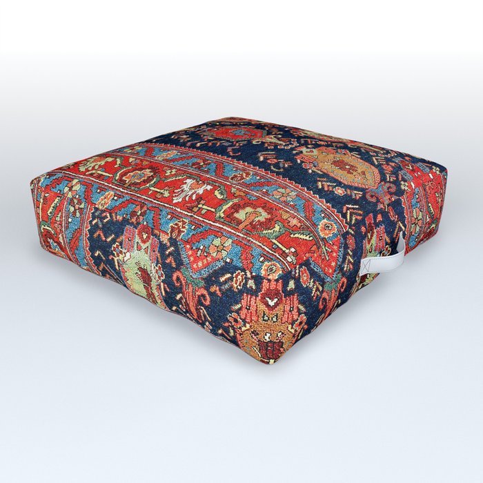 Bijar Kurdish Northwest Persian Rug Print Outdoor Floor Cushion