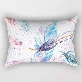 Watercolor Feather Art Pattern Rectangular Pillow