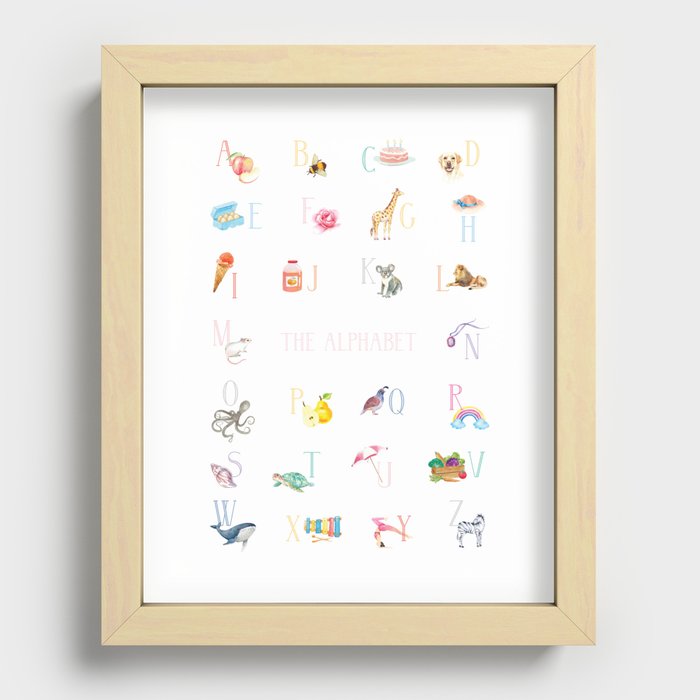 Children's Alphabet Print – Watercolour Recessed Framed Print