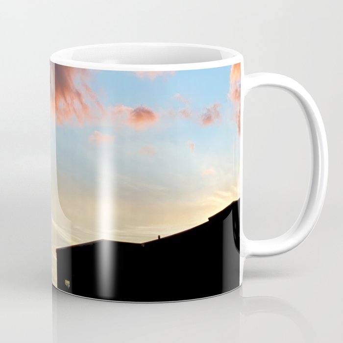 Pink clouds sunset over water tower in NY Coffee Mug