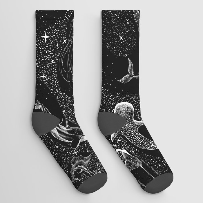 Cosmic Ocean (Black Version) Socks