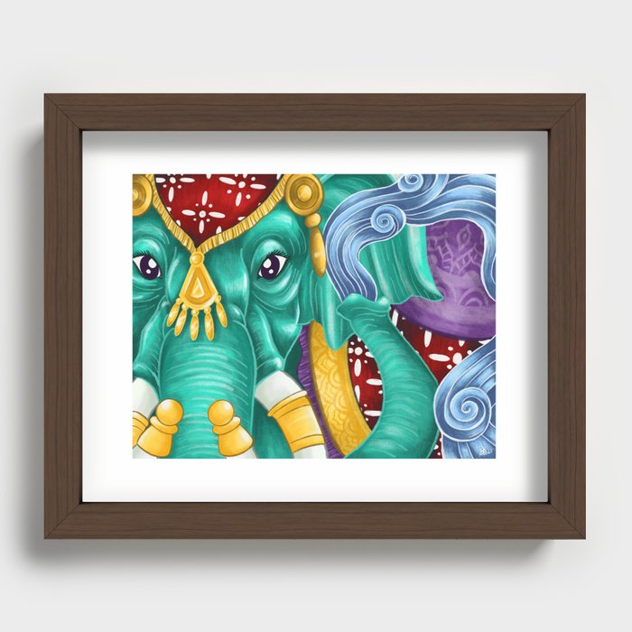 Blue Elephant Recessed Framed Print