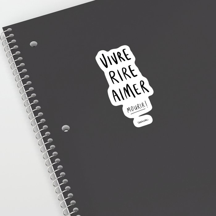 Vivre Rire Aimer Mourir Black Sticker By Darveelicious