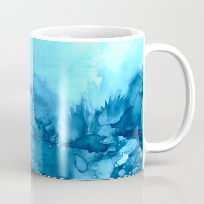 INTO ETERNITY, TURQUOISE Colorful Aqua Blue Watercolor Painting Abstract Art Floral Landscape Nature Coffee Mug