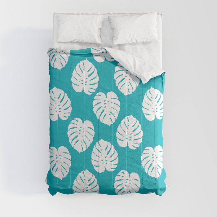 Monstera house plant pattern tropical summer bright happy home decor gifts for dorm room Comforter