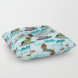dachshund surfing dog breed pattern pet gifts Floor Pillow