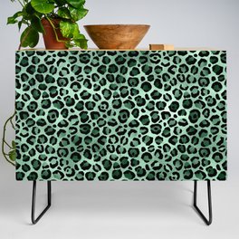 Green Metallic Leopard Pattern Credenza