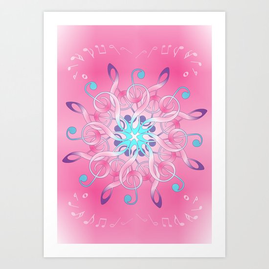 Music Notes In Pink Art Print