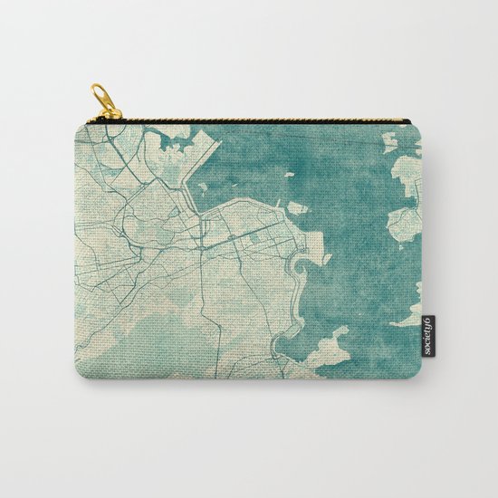 Rio de Janeiro Map Blue Vintage Carry-All Pouch