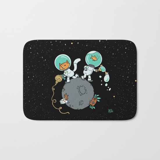 Space Kitty and Captain Fish Bath Mat