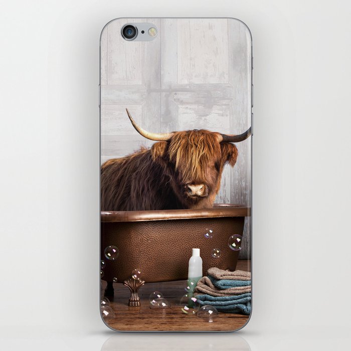 Highland Cow in the Tub iPhone Skin