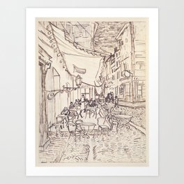 Cafe Terrace at Night (preliminary sketch) Art Print