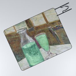 Drinking Absinthe Aperitifs in a Paris Cafe with Vincent still life portrait by Vincent van Gogh Picnic Blanket