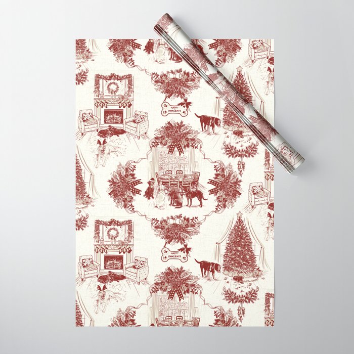 12 Days of Christmas Wrapping Paper Blue Toile, Christmas Toile