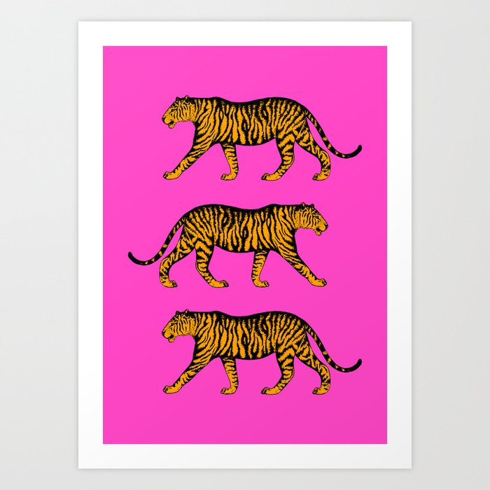 Tigers (Magenta and Marigold) Art Print