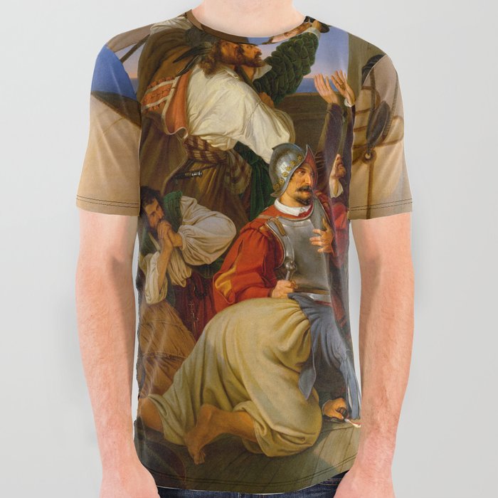 Columbus Discovers the Shores of America, 1846 by Christian Ruben All Over Graphic Tee