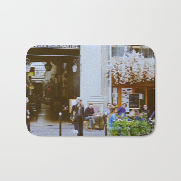 Unfocused Paris Nº2: Covered Passage and Cafe in Montmartre | Soft Focus Photography Bath Mat