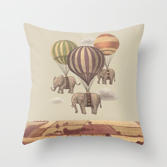 Flight of the Elephants Throw Pillow