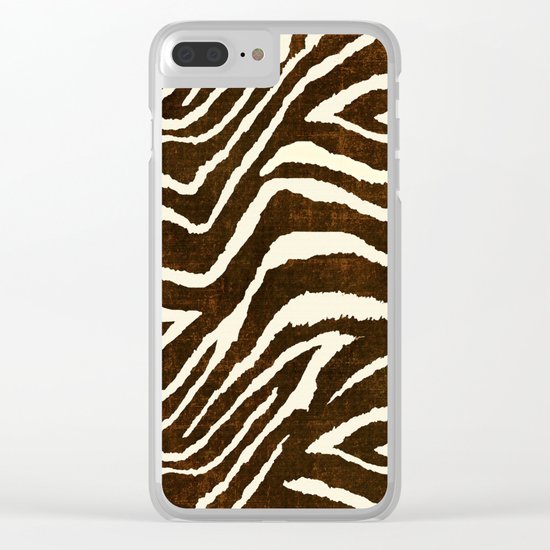 ANIMAL PRINT ZEBRA IN WINTER 2 BROWN AND BEIGE Clear iPhone Case