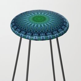 Glowing blue and green mandala Counter Stool