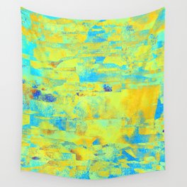 African Dye - Colorful Ink Paint Abstract Ethnic Tribal Organic Shape Art Yellow Turquoise Wall Tapestry