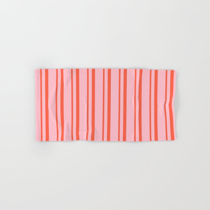 Pink and Red Colored Pattern of Stripes Hand & Bath Towel