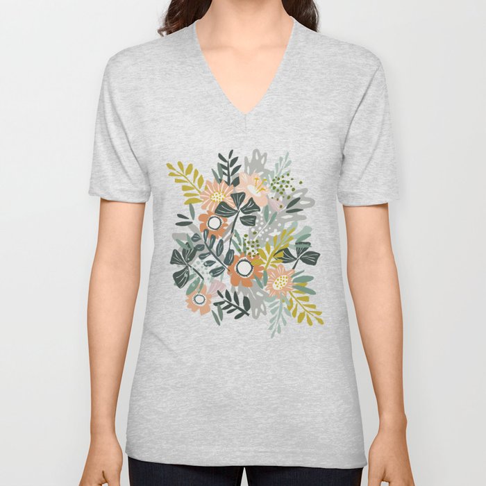 Cozy collection: mix and match happy florals Flower love 2 V Neck T Shirt