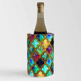 Moroccan tiles iridescent pattern golden mesh Wine Chiller