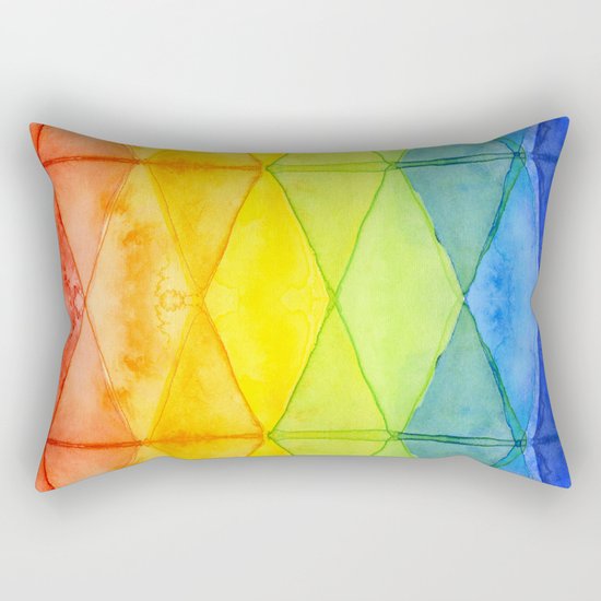 Geometrict Abstract Rainbow Watercolor Pattern Rectangular Pillow