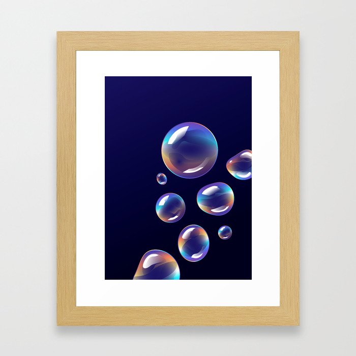 Holographic Bubbles Framed Art Print