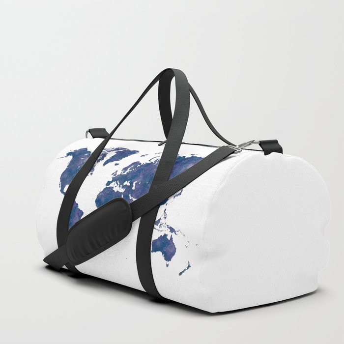 world map in watercolor-blue color Duffle Bag