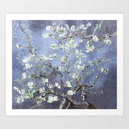Vincent Van Gogh Almond Blossoms : Steel Blue & Gray Art Print