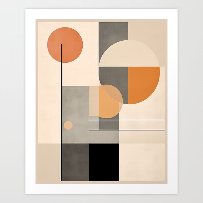 Mid-Century Modern Lines and Shapes #1 Art Print