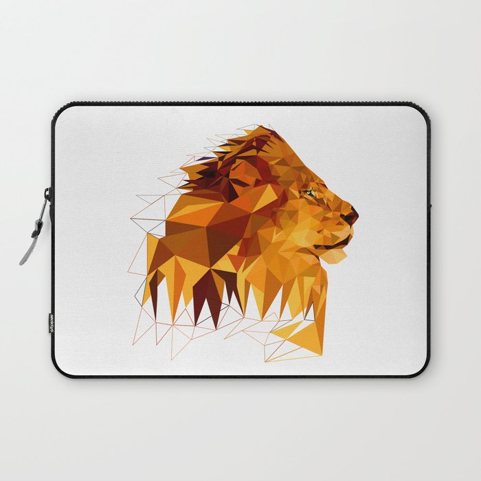 Geometric Lion Wild animals Big cat Low poly art Brown and Yellow Laptop Sleeve