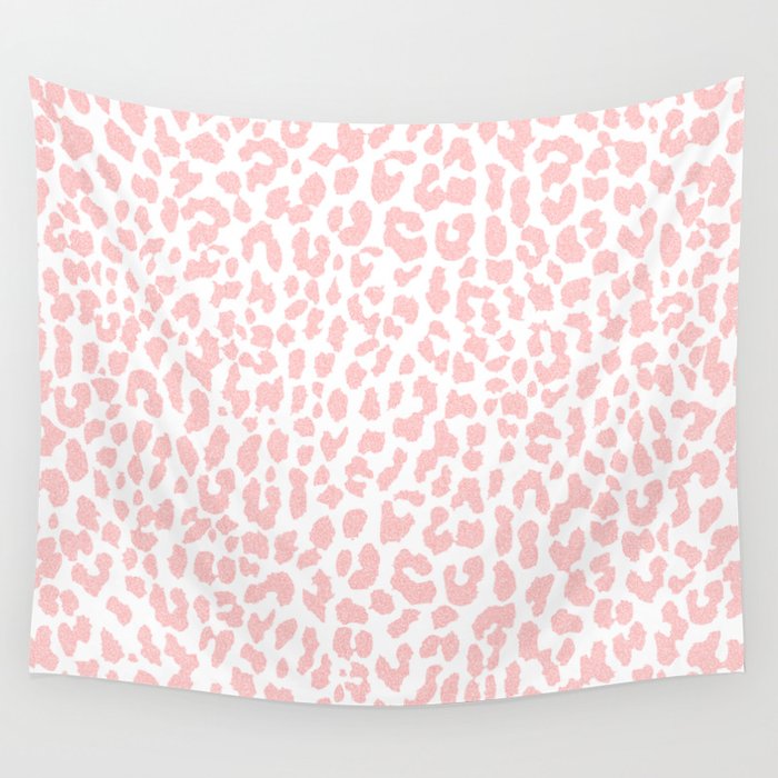 Pale Coral Leopard Wall Tapestry
