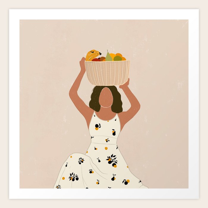 The Fruit Lady Art Print by Zainab Mughal Arts Society6