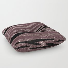 Burgundy black glitter gradient zebra print Floor Pillow