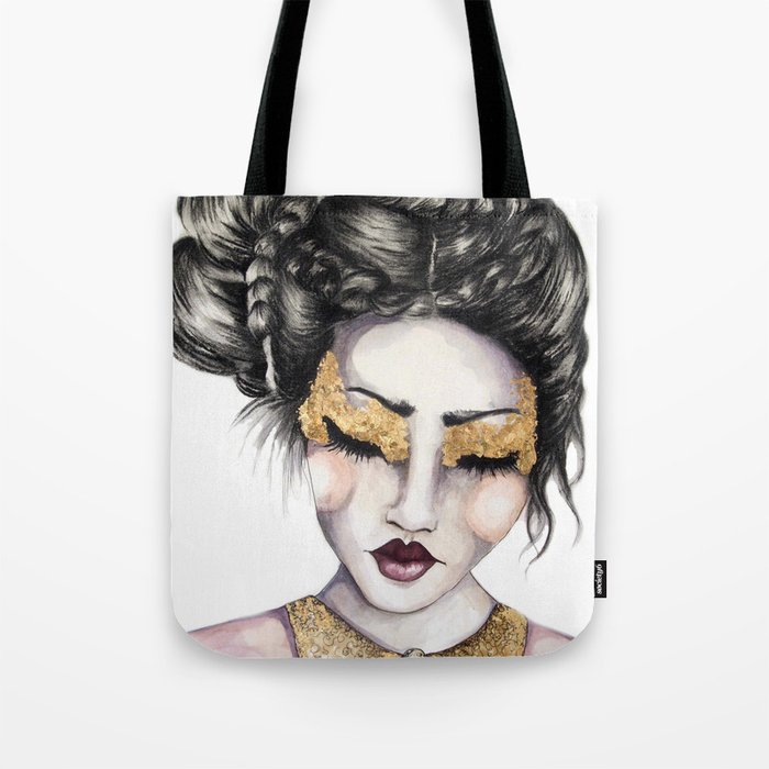 Golden Eyes // Fashion Illustration Tote Bag