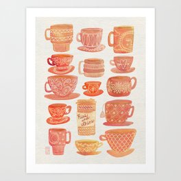 Pink Teacups and Mugs Art Print