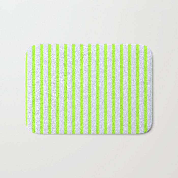 Light Green & Lavender Colored Stripes Pattern Bath Mat