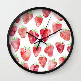 Strawberries Watercolor Wall Clock