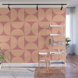 Mid-Century Modern Pattern No.55 - Peach Blossom and Peach Fuzz Wall Mural