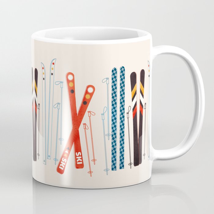 Retro Ski Illustration Coffee Mug