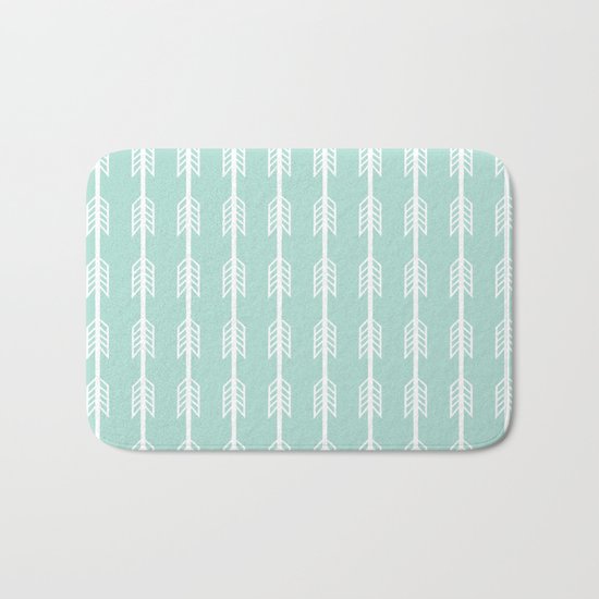 Isabella - minimal arrows mint and white modern dorm college nursery kids art Bath Mat